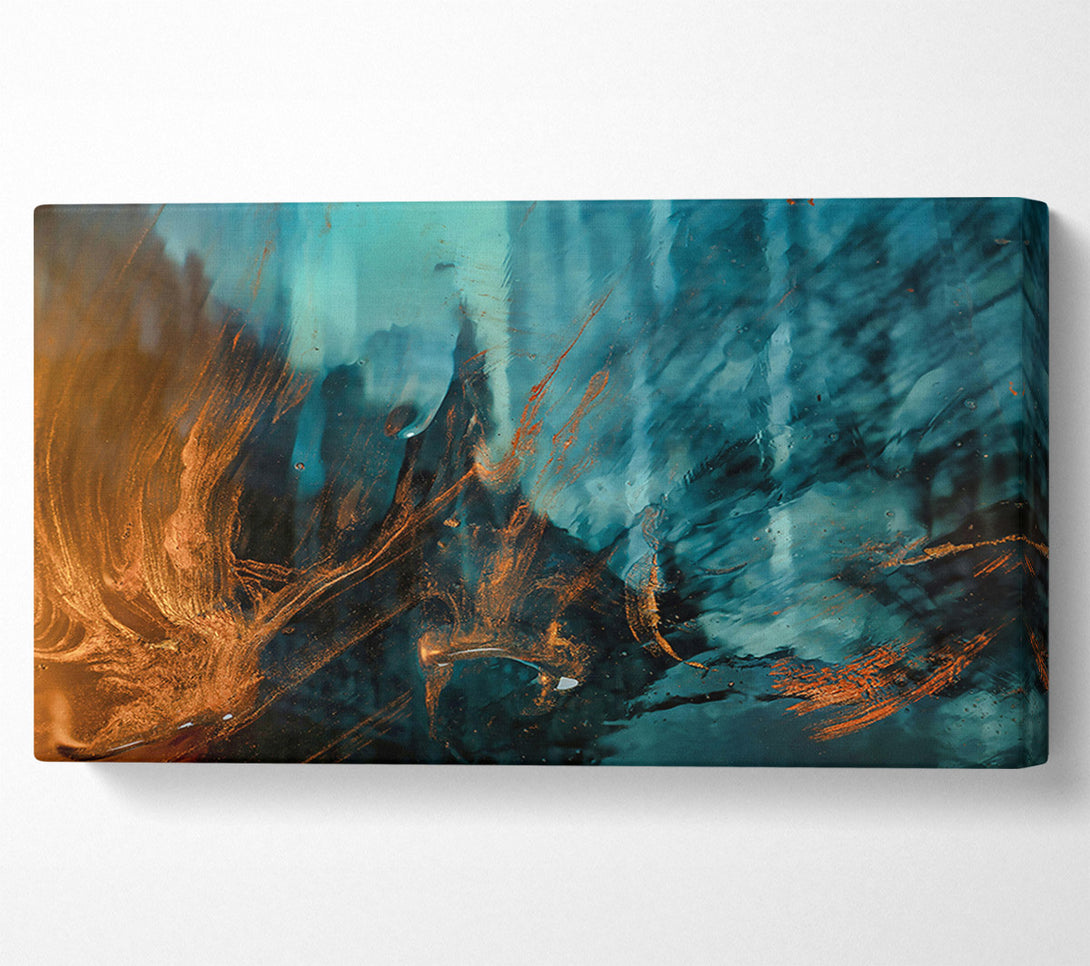  A Canvas Print of Teal And Gold Swirls Canvas Print