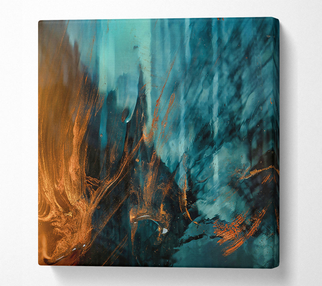  A Canvas Print of Teal And Gold Swirls Canvas Print