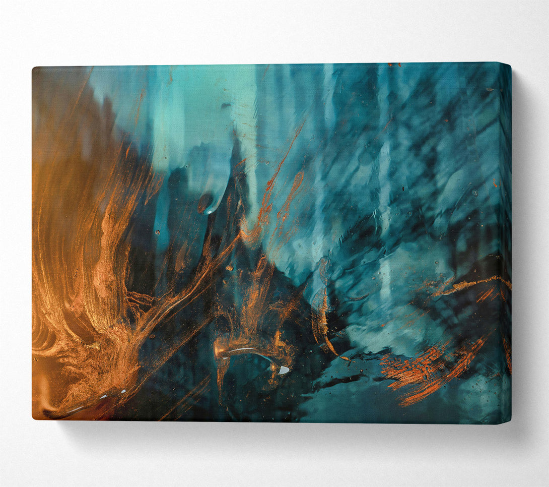  A Canvas Print of Teal And Gold Swirls Canvas Print