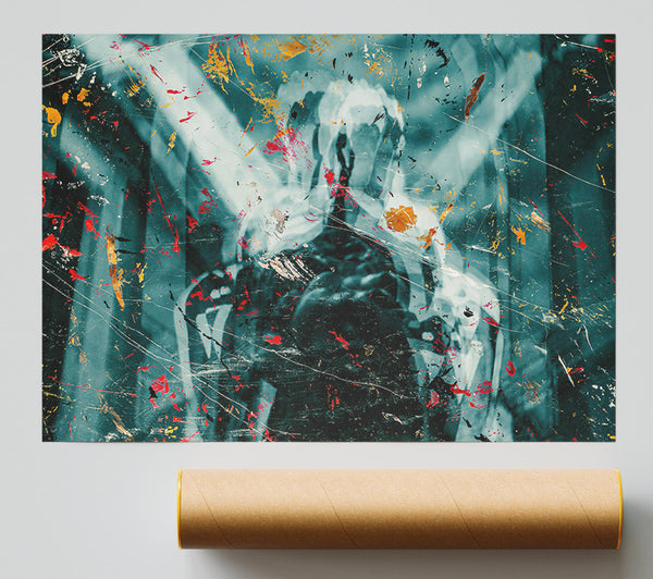 Teal Memory Splashes Print