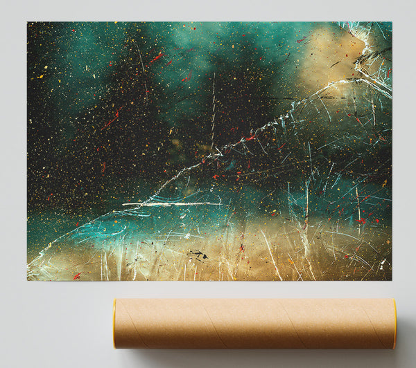 Teal Cosmic Landscape Poster