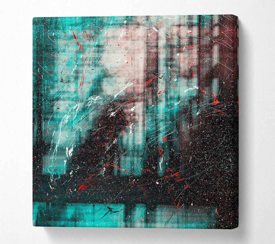  A Canvas Print of Teal Scratched Surface Canvas Art