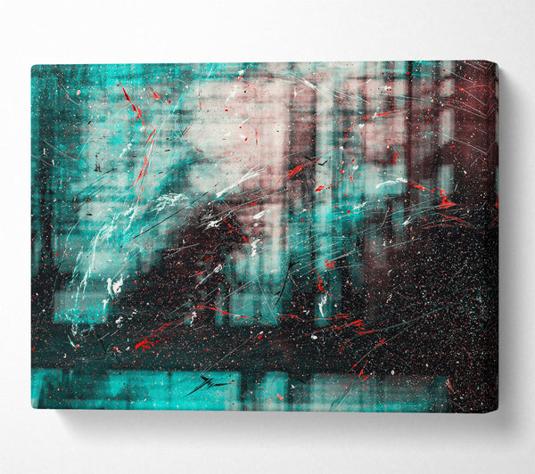  A Canvas Print of Teal Scratched Surface Canvas Art