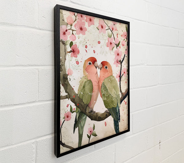 Pink Lovebirds In Bloom