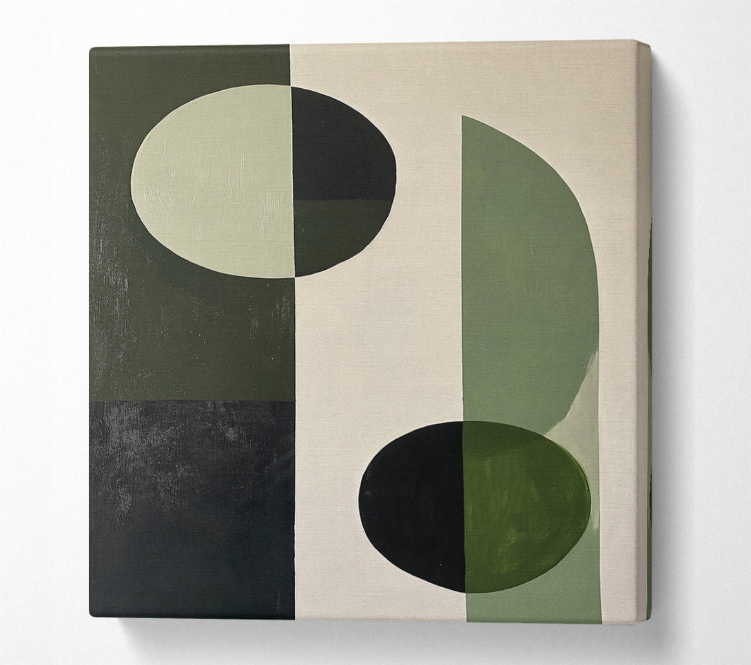  A Canvas Print of Sage Green Shapes Canvas Wall Art