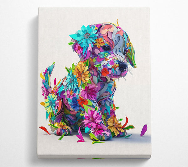  A Canvas Print of Pink Floral Pup Canvas Art