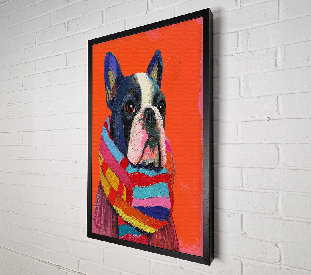  A Canvas Print of Orange Frenchie Scarf Canvas Wall Art
