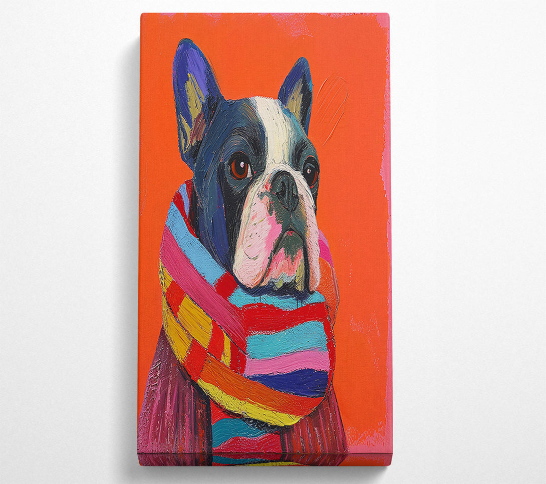  A Canvas Print of Orange Frenchie Scarf Canvas Wall Art