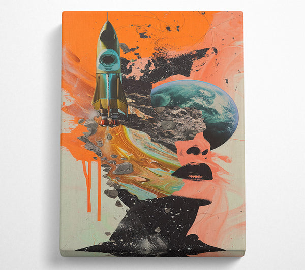  A Canvas Print of Orange Cosmic Flight Canvas Wall Art