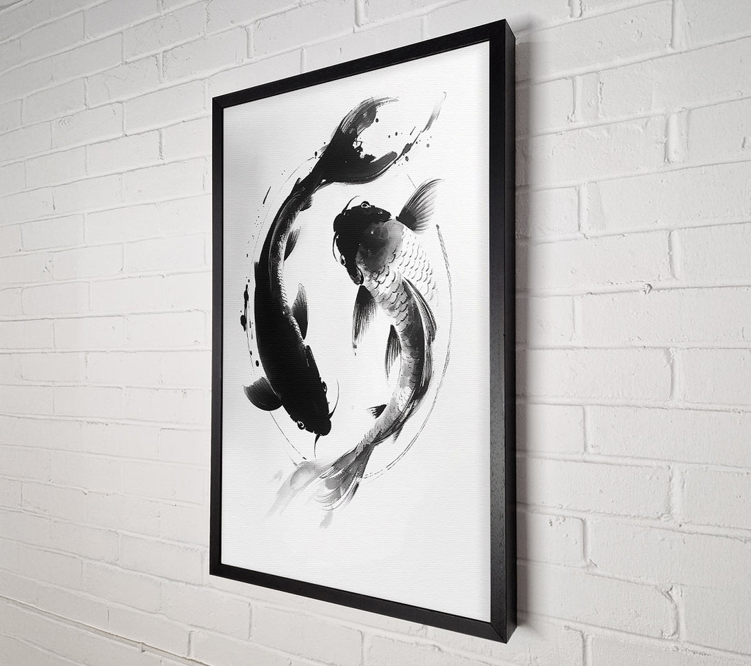 A Canvas Print of Black Ink Koi Dance Canvas Print