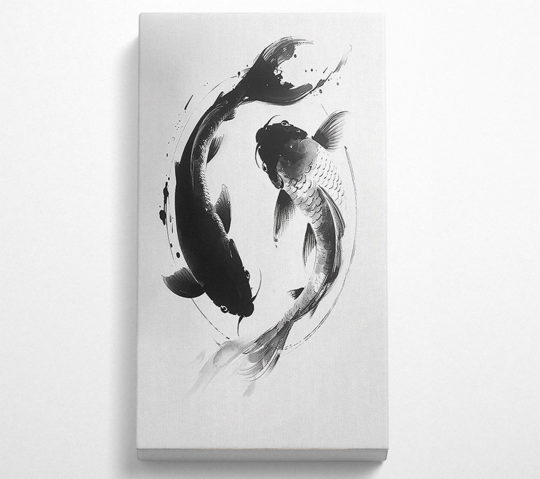  A Canvas Print of Black Ink Koi Dance Canvas Print