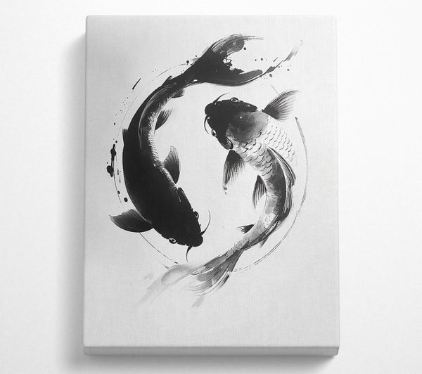  A Canvas Print of Black Ink Koi Dance Canvas Print
