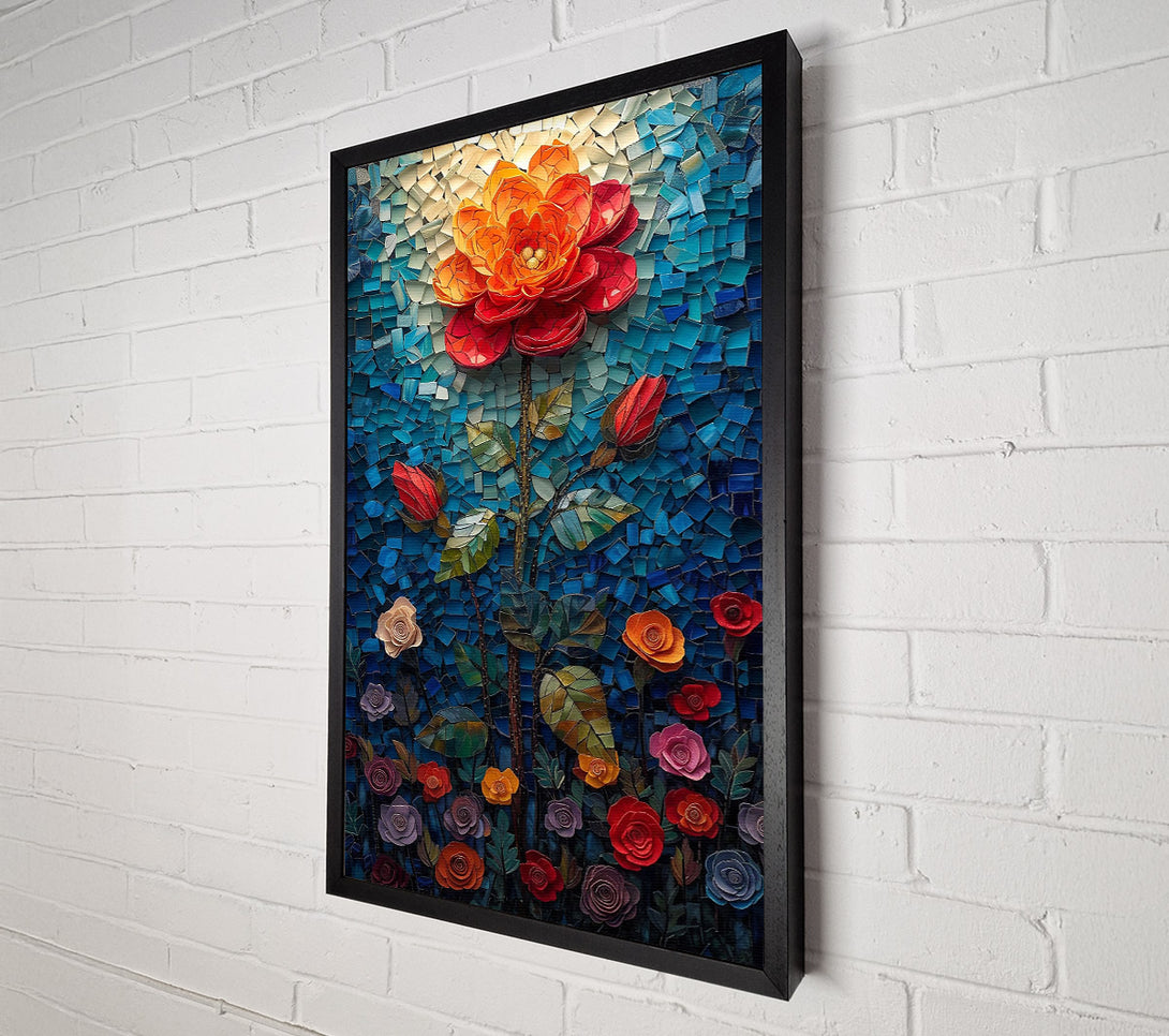  A Canvas Print of Orange Rose Mosaic Canvas Art