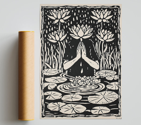 Black Lotus Prayer Print