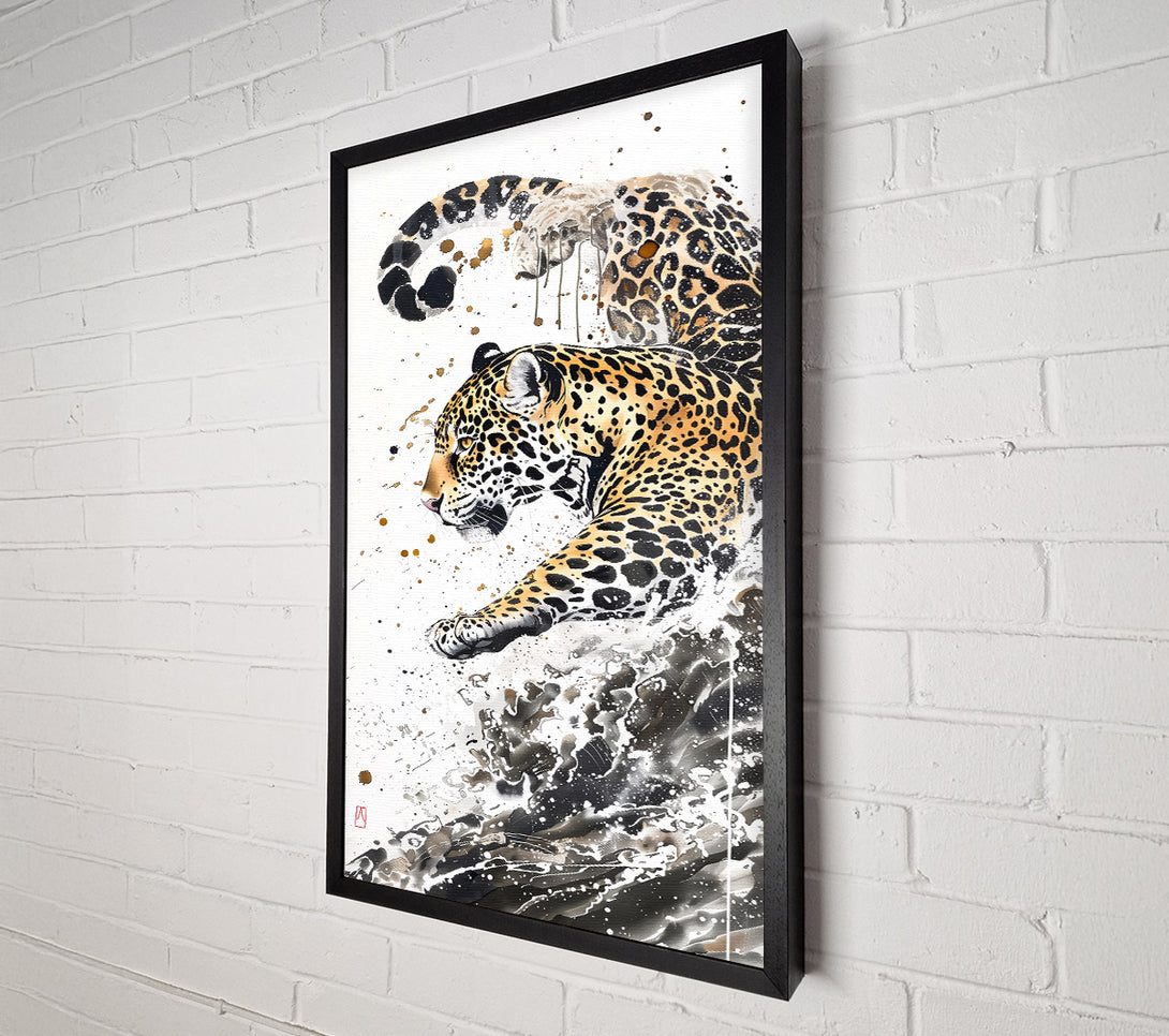  A Canvas Print of Golden Jaguar Splash Canvas Print