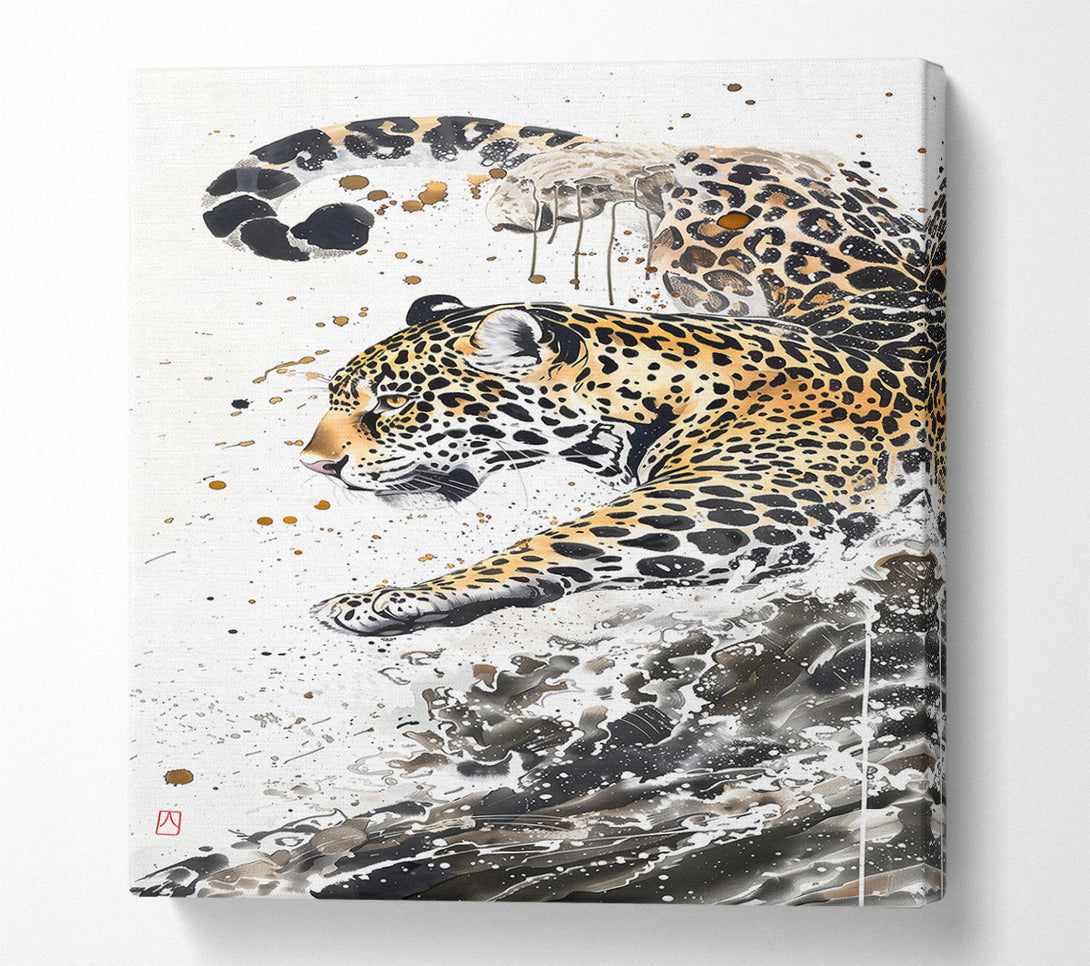  A Canvas Print of Golden Jaguar Splash Canvas Print