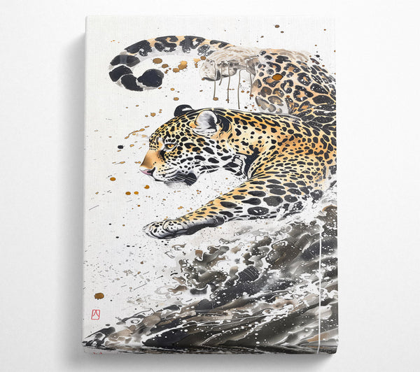  A Canvas Print of Golden Jaguar Splash Canvas Print