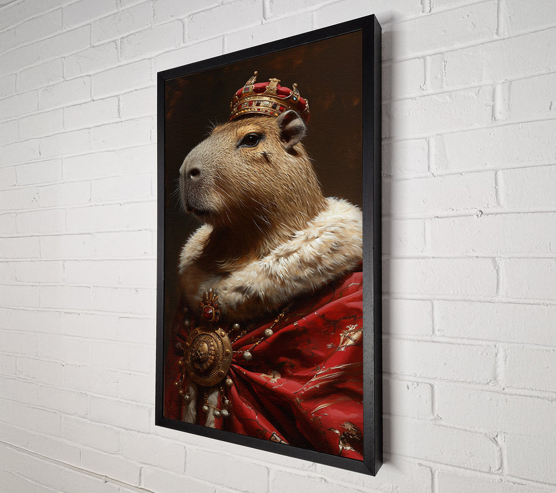  A Canvas Print of Crimson Capybara King Canvas Art