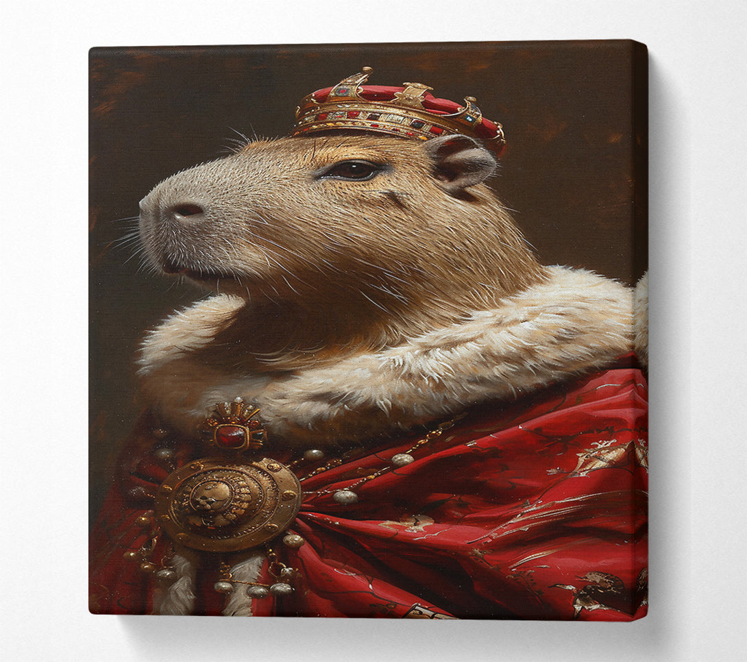 A Canvas Print of Crimson Capybara King Canvas Art