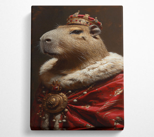  A Canvas Print of Crimson Capybara King Canvas Art