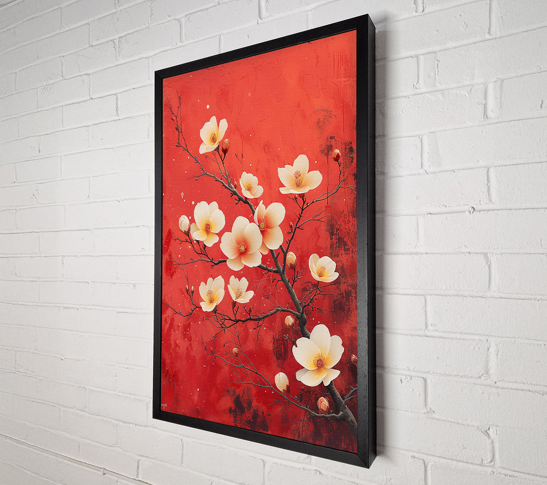  A Canvas Print of Crimson Bloom Blossoms Canvas Wall Art