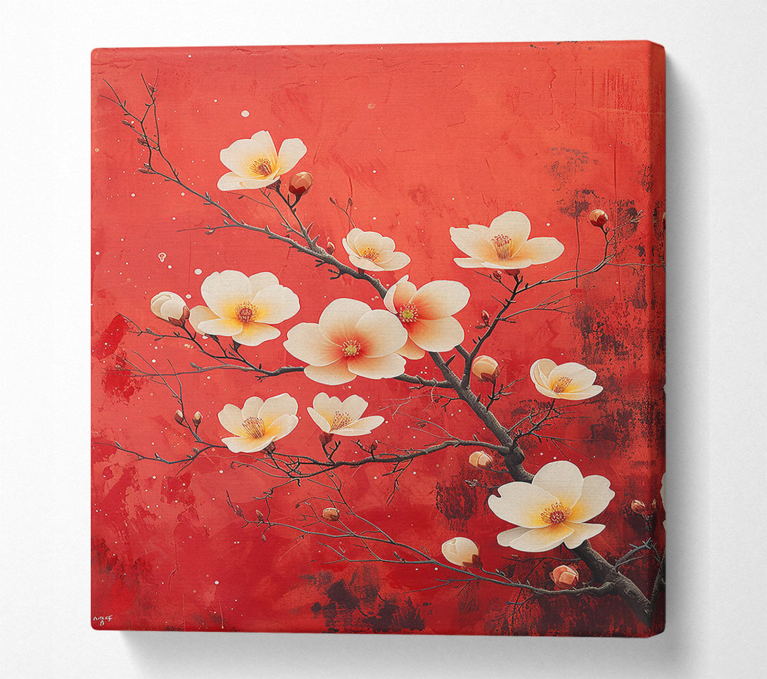  A Canvas Print of Crimson Bloom Blossoms Canvas Wall Art