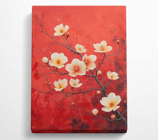  A Canvas Print of Crimson Bloom Blossoms Canvas Wall Art