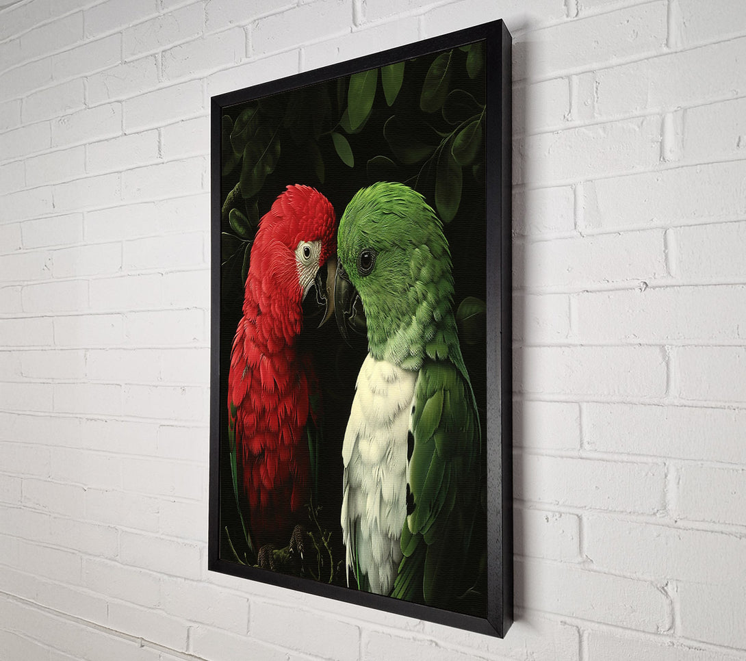  A Canvas Print of Crimson Parrot Encounter Canvas Wall Art