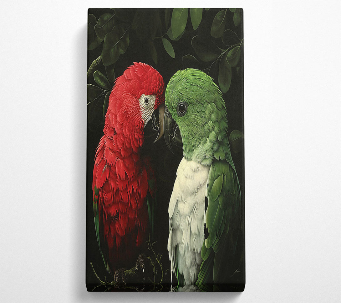  A Canvas Print of Crimson Parrot Encounter Canvas Wall Art