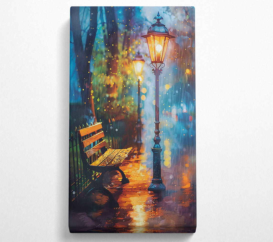  A Canvas Print of Golden Lights In The Rain. Canvas Art