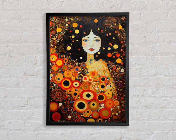 Klimt Orange Circles Framed Print