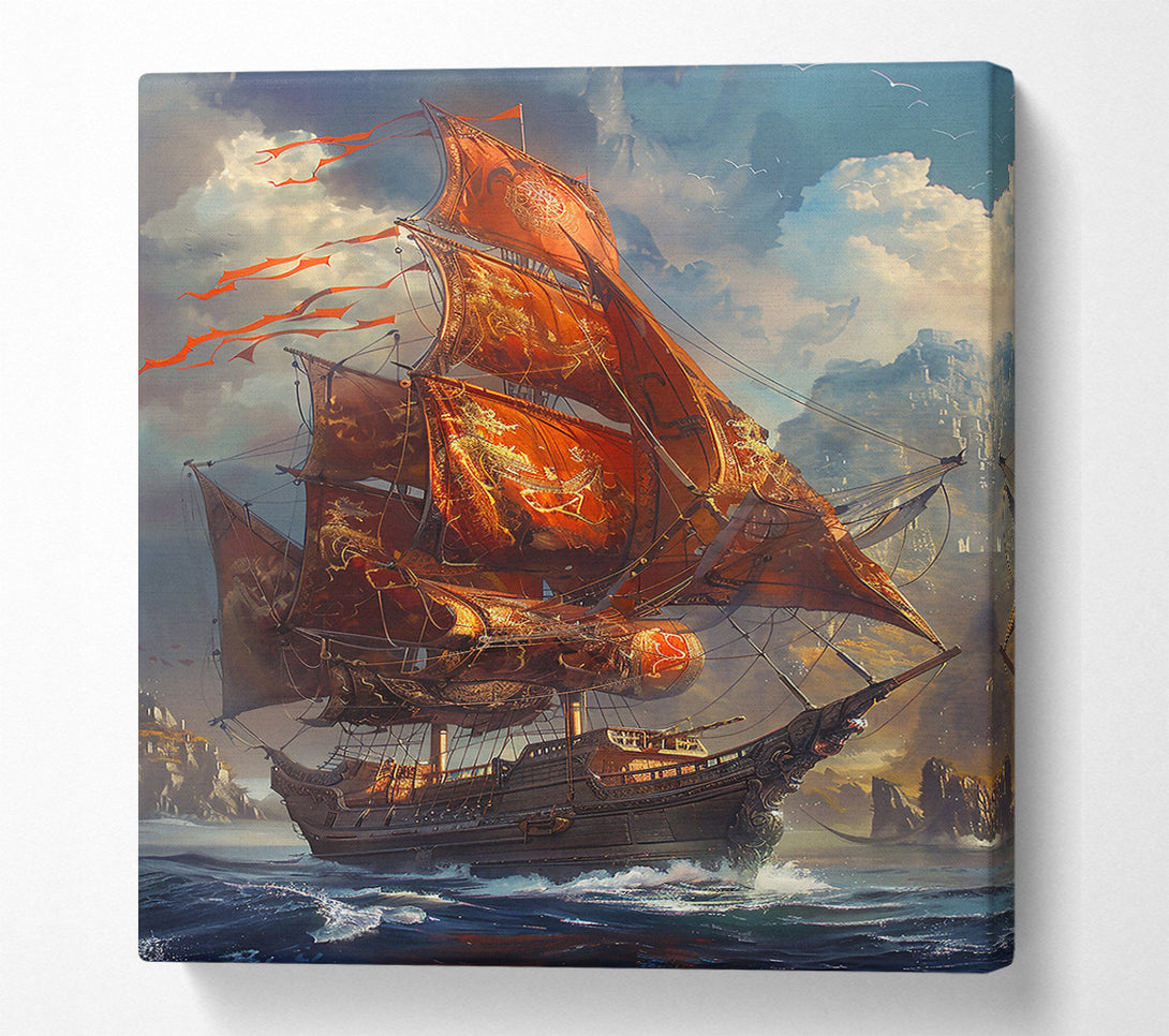  A Canvas Print of Crimson Sails Of Dawn Canvas Print