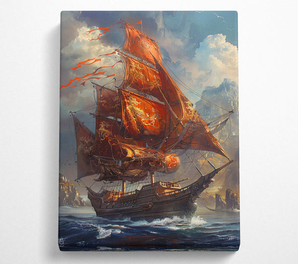  A Canvas Print of Crimson Sails Of Dawn Canvas Print