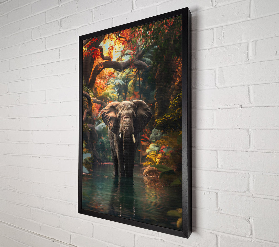  A Canvas Print of Emerald Elephant Crossing Canvas Print