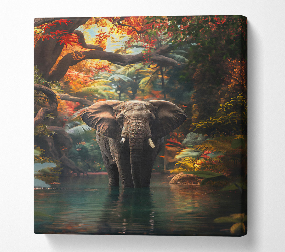  A Canvas Print of Emerald Elephant Crossing Canvas Print