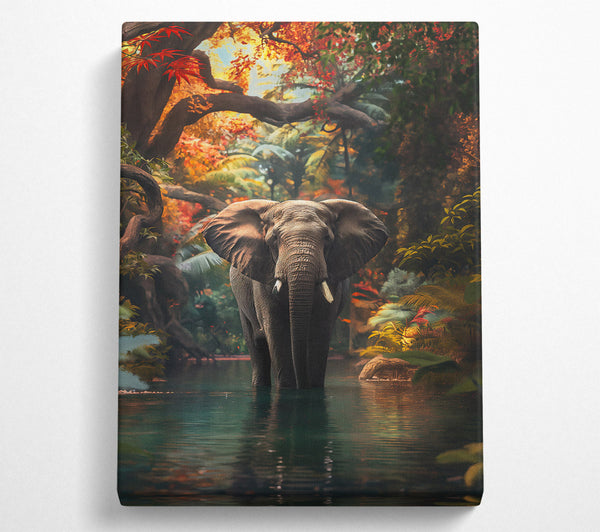  A Canvas Print of Emerald Elephant Crossing Canvas Print