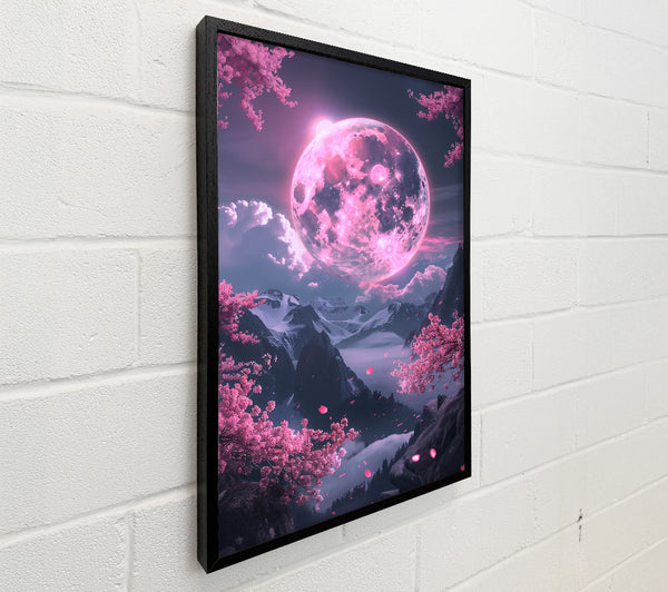 Pink Moon Above Mountains