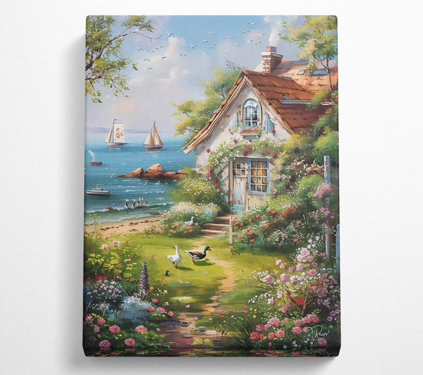  A Canvas Print of Blue Cottage Dreamscape Canvas Wall Art