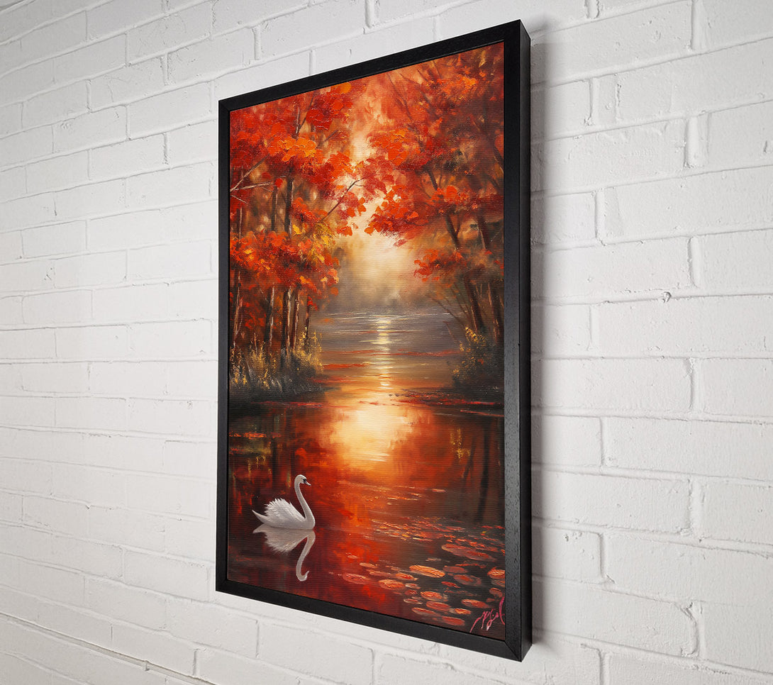  A Canvas Print of Crimson Waters Solo Swan Canvas Art