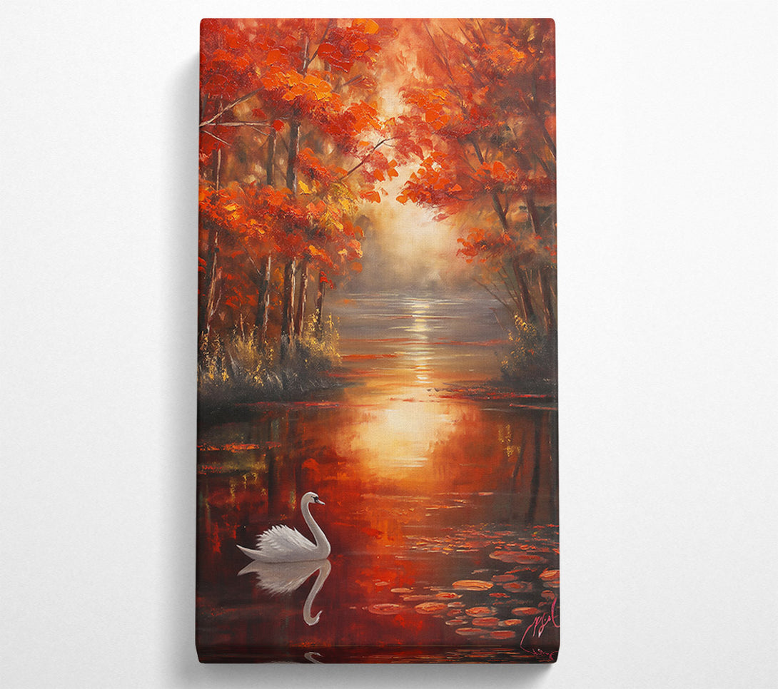  A Canvas Print of Crimson Waters Solo Swan Canvas Art
