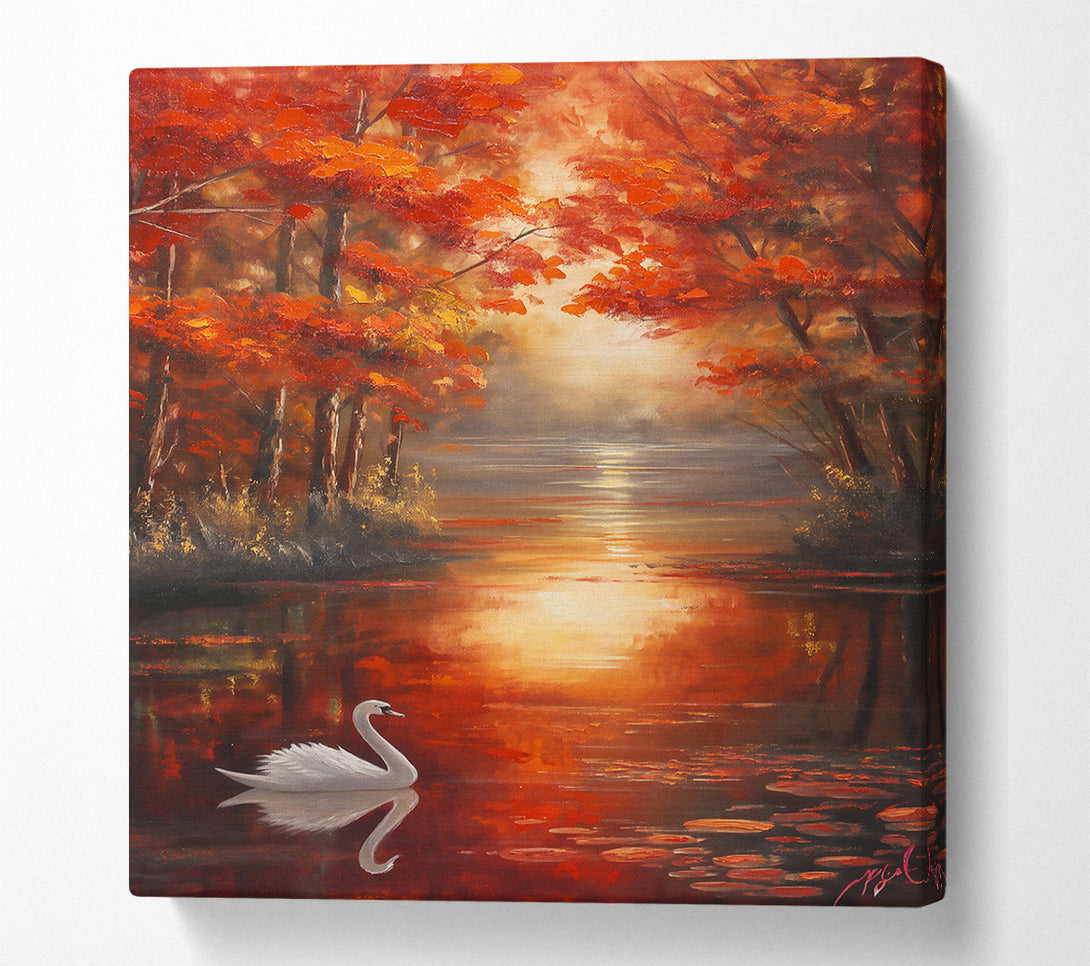  A Canvas Print of Crimson Waters Solo Swan Canvas Art