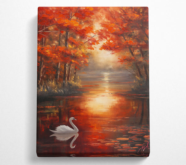  A Canvas Print of Crimson Waters Solo Swan Canvas Art