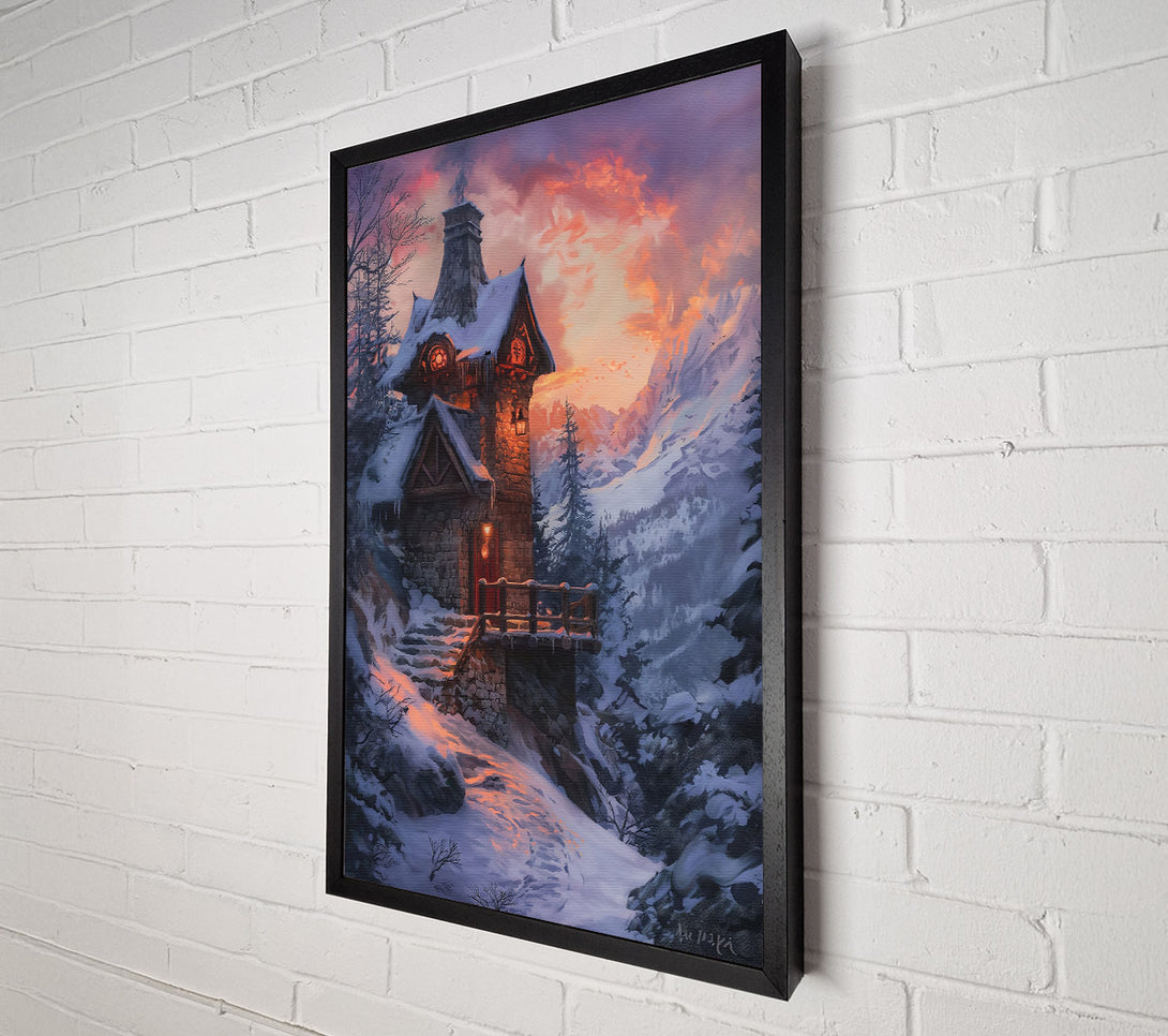  A Canvas Print of Orange Twilight Cabin Canvas Wall Art