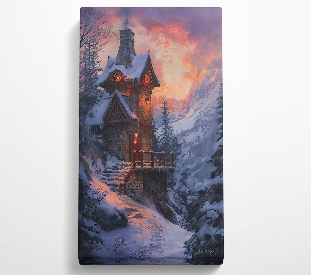  A Canvas Print of Orange Twilight Cabin Canvas Wall Art