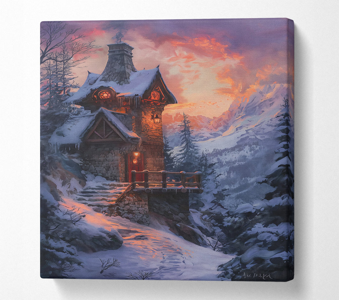  A Canvas Print of Orange Twilight Cabin Canvas Wall Art