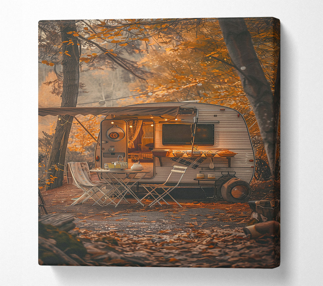  A Canvas Print of Golden Camper Retreat Canvas Wall Art