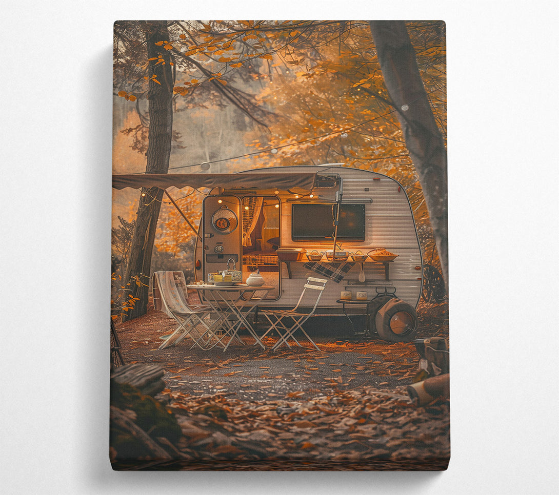  A Canvas Print of Golden Camper Retreat Canvas Wall Art