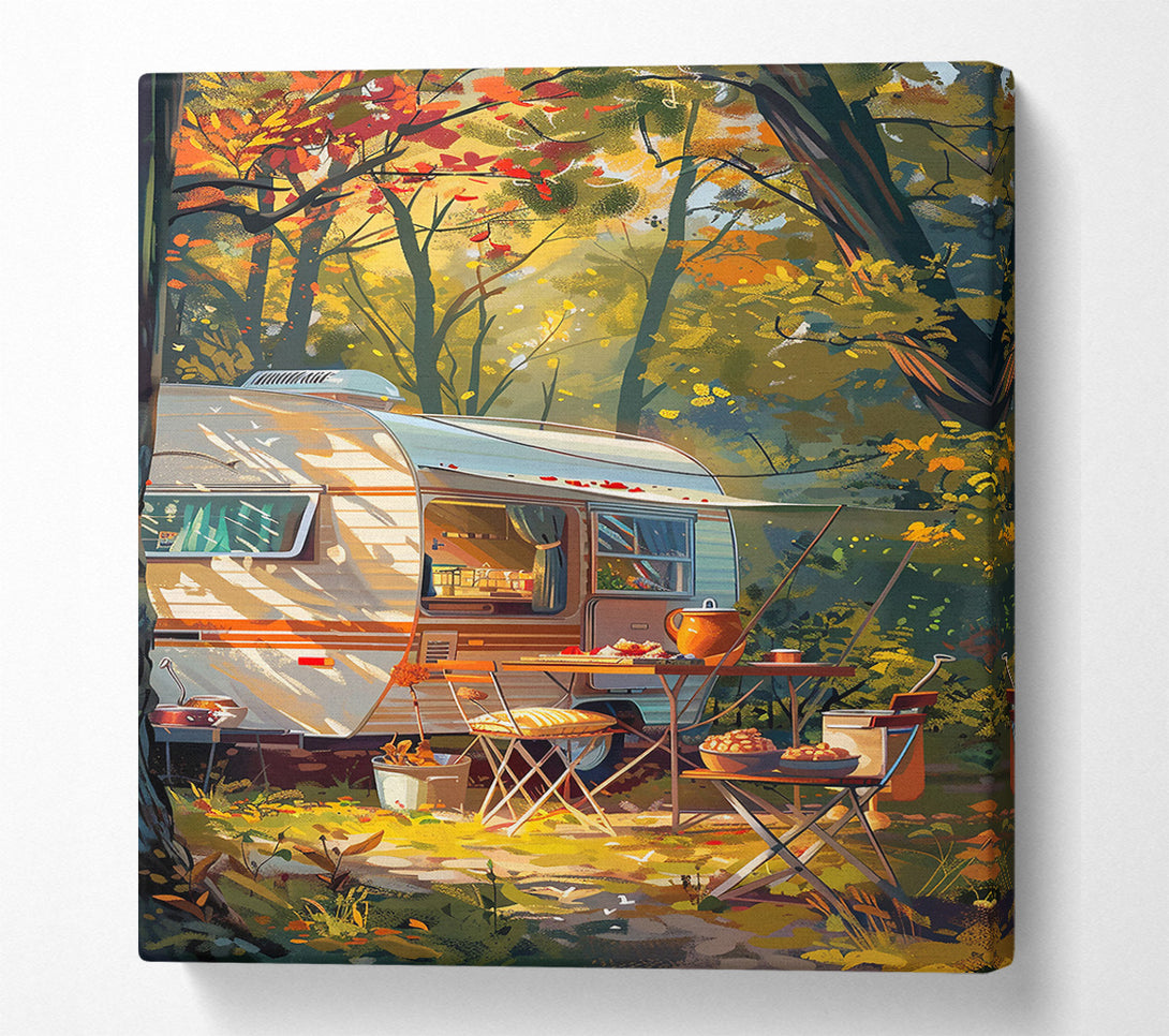  A Canvas Print of Golden Autumn Campsite Canvas Art