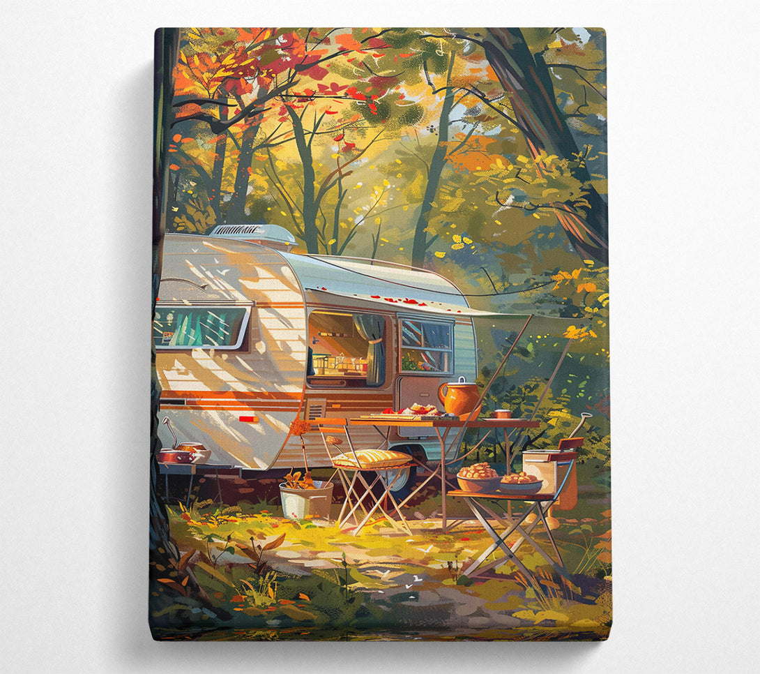  A Canvas Print of Golden Autumn Campsite Canvas Art