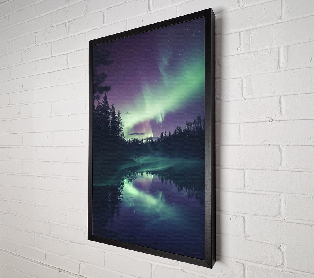  A Canvas Print of Emerald Northern Lights Reflection Canvas Art